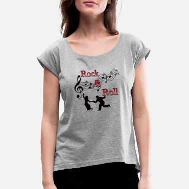 Rockabilly rock n roll dance design - Women&#39;s Rolled Sleeve T-Shirt