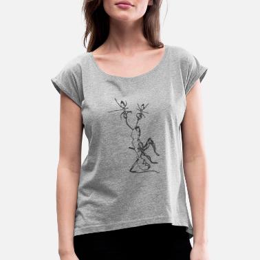 Konturgrafikk Maur - T-skjorte med rulleermer for kvinner