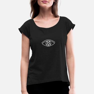 Belzebub Pentagram and Eye | Subtle logo - Women&#39;s Rolled Sleeve T-Shirt