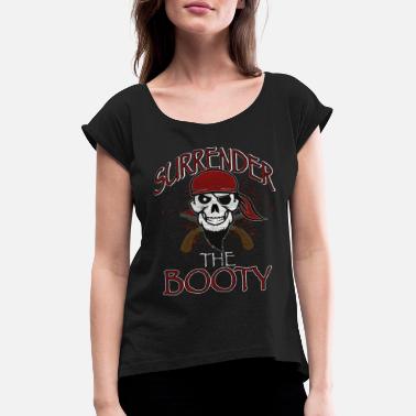 Piractwo piractwo - Koszulka damska z lekko podwiniętymi rękawami