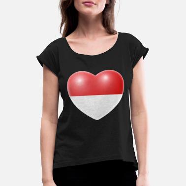 Indonesia Heart (Indonesia / Indonesia) - Naisten t-paita jossa rullatut hihat