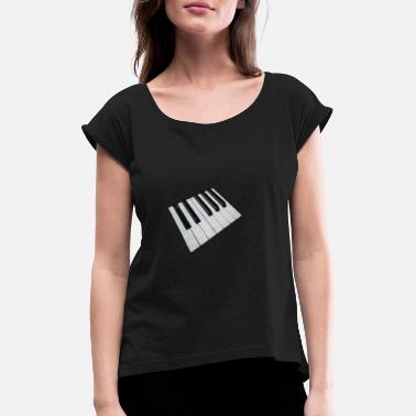 Oktave Oktave Piano - Frauen T-Shirt mit gerollten Ärmeln