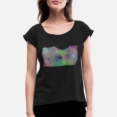 Monivärinen monivärinen - Naisten t-paita jossa rullatut hihat