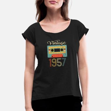 Tape Vintage Cassette 1957 65th Birthday 65 Years Gift - Women&#39;s Rolled Sleeve T-Shirt