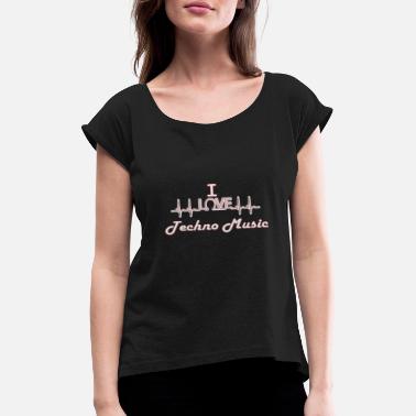 Musique Techno Musique techno - T-shirt à manches retroussées Femme