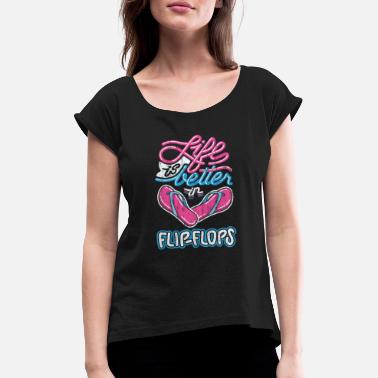 Floppi Flip floppi - Naisten t-paita jossa rullatut hihat