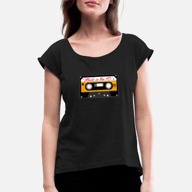 70s Retro 70&#39;s Cassette Tape Design 70&#39;s Mix - T-skjorte med rulleermer for kvinner