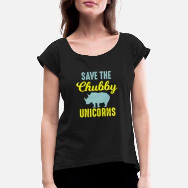 Grausamkeit Rhinoceros Save The Chubby Unicorns Rhino Animal C - T-skjorte med rulleermer for kvinner