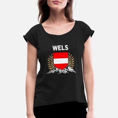 Wels Wels Østerrike - T-skjorte med rulleermer for kvinner