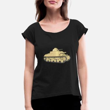 Wereldoorlog Tank Sherman - Vrouwen T-shirt met opgerolde mouwen