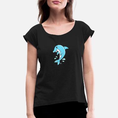 Delphin Delphin - Frauen T-Shirt mit gerollten Ärmeln