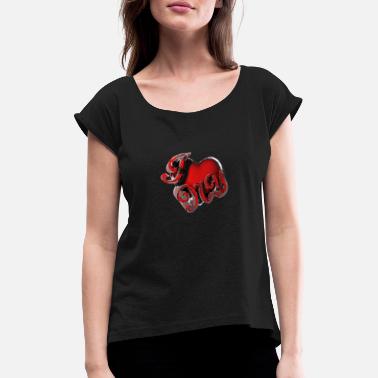 I Love Ny I Love NY - T-skjorte med rulleermer for kvinner