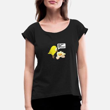 Tipu Sarjakuva poikasen suunnittelu hauska - Naisten t-paita jossa rullatut hihat