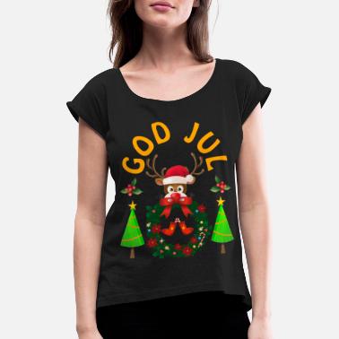 Joyeux Noël Joyeux Noël, Joyeux Noël, Joyeux Noël - T-shirt à manches retroussées Femme