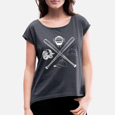 Baseball Helm baseball logo fan helm - Frauen T-Shirt mit gerollten Ärmeln
