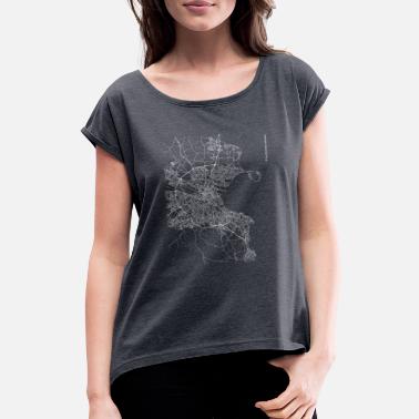 Map Minimal Dublin city map and streets - Women&#39;s Rolled Sleeve T-Shirt