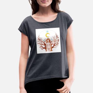 Oppfylle oppfyllelse - T-skjorte med rulleermer for kvinner
