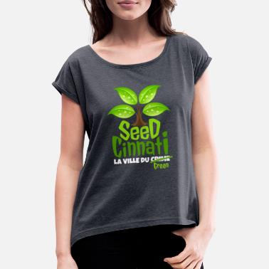 SeedCinnati - Koszulka damska z lekko podwiniętymi rękawami