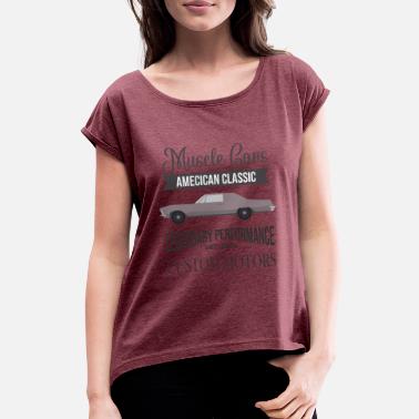 Mussel Mussel Cars America - T-skjorte med rulleermer for kvinner