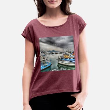 Neapel Hafen von Neapel - Frauen T-Shirt mit gerollten Ärmeln