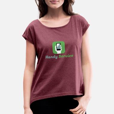 Mobiili Mobiili-logo - Naisten t-paita jossa rullatut hihat