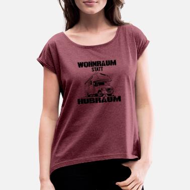 Elintila Elintilaa syrjäyttämisen sijaan Camping Shirt - Naisten t-paita jossa rullatut hihat