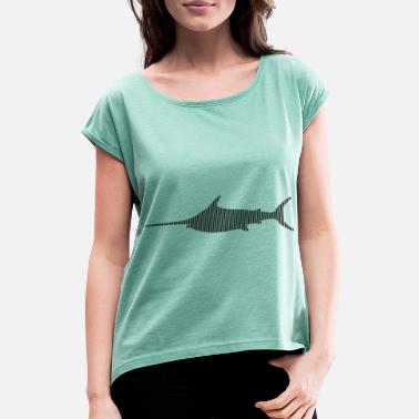 Meren Eläimet Kalaa sahalleja meren eläimiä - Naisten t-paita jossa rullatut hihat