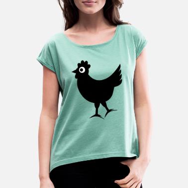 Chicks kurczak - Koszulka damska z lekko podwiniętymi rękawami