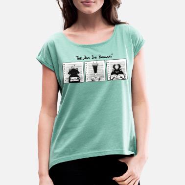 Varas Hillovarkaat - hauska hyönteisjengi - Naisten t-paita jossa rullatut hihat