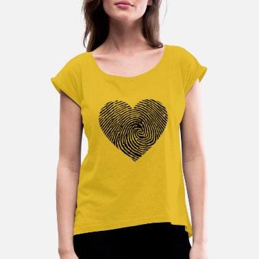 Emprunts cœur emprunte - T-shirt à manches retroussées Femme