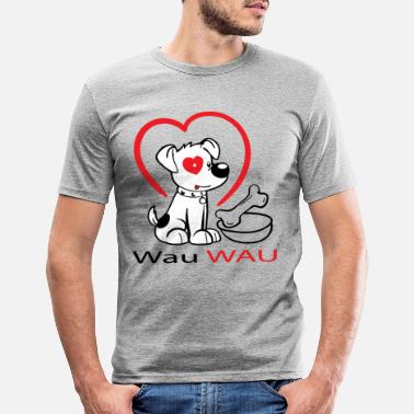 Wau Wau Wau hund med hjerte - Slim fit T-skjorte for menn