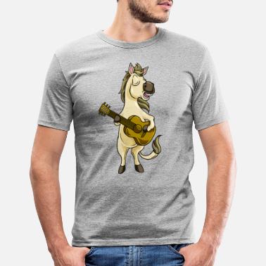 Musizieren Comic Pferd spielt Gitarre - Männer Slim Fit T-Shirt