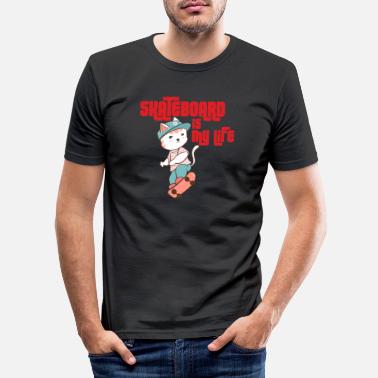 Młodzież skateboard is my life funny t-shirt - Obcisła koszulka męska