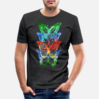 Sommereventyr Sommerfugl Sommerfugl Dyr Fargerike farger Art - Slim fit T-skjorte for menn
