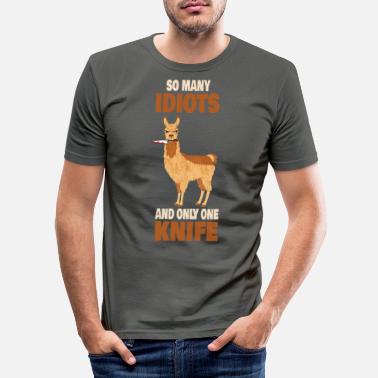 Jeden Wielu idiotów tylko jeden nóż Lama Alpaca - Obcisła koszulka męska