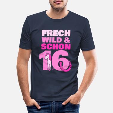Sechzehn Geschenk 16 Jahre Geburtstag Mädchen Pferd - Männer Slim Fit T-Shirt