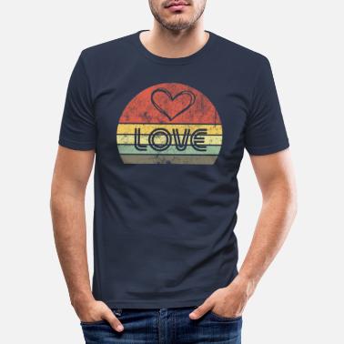 Love With Heart Valentinsdag Love Retro Vintage Love with Heart - Slim fit T-skjorte for menn