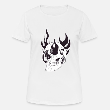 Flammende Flammender Schädel - Frauen Sport T-Shirt