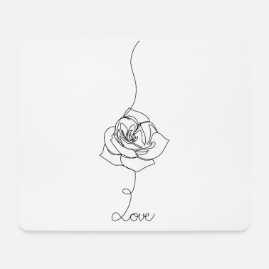 Grafikkunst Rose med sætning kærlighed - Musemåtte