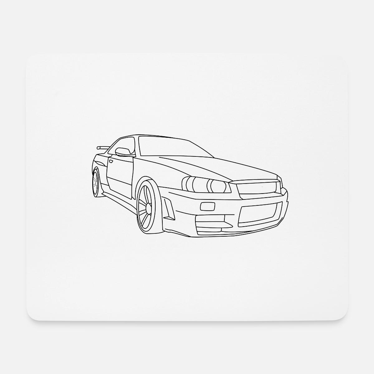 Skyline Gtr R34 Illustration Alfombrilla De Raton Spreadshirt