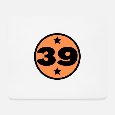 Sportig 39 Trettio nio svarta orange cirkel födelsedag - Musmatta