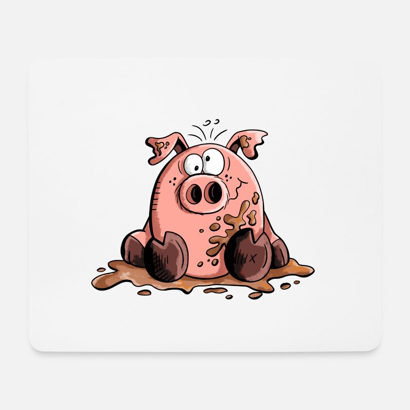 Pig plays in the mud - Pigs - Cartoon - Gift' Mouse Pad | Spreadshirt