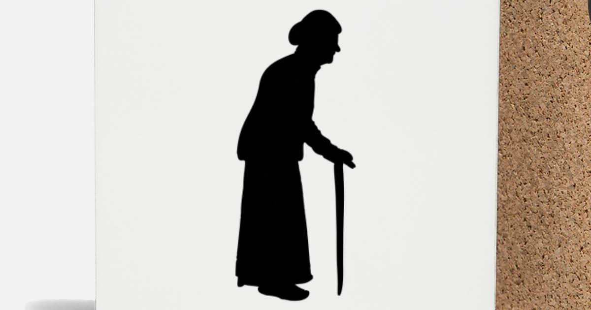 Old granny with a walking stick cane' Coasters | Spreadshirt