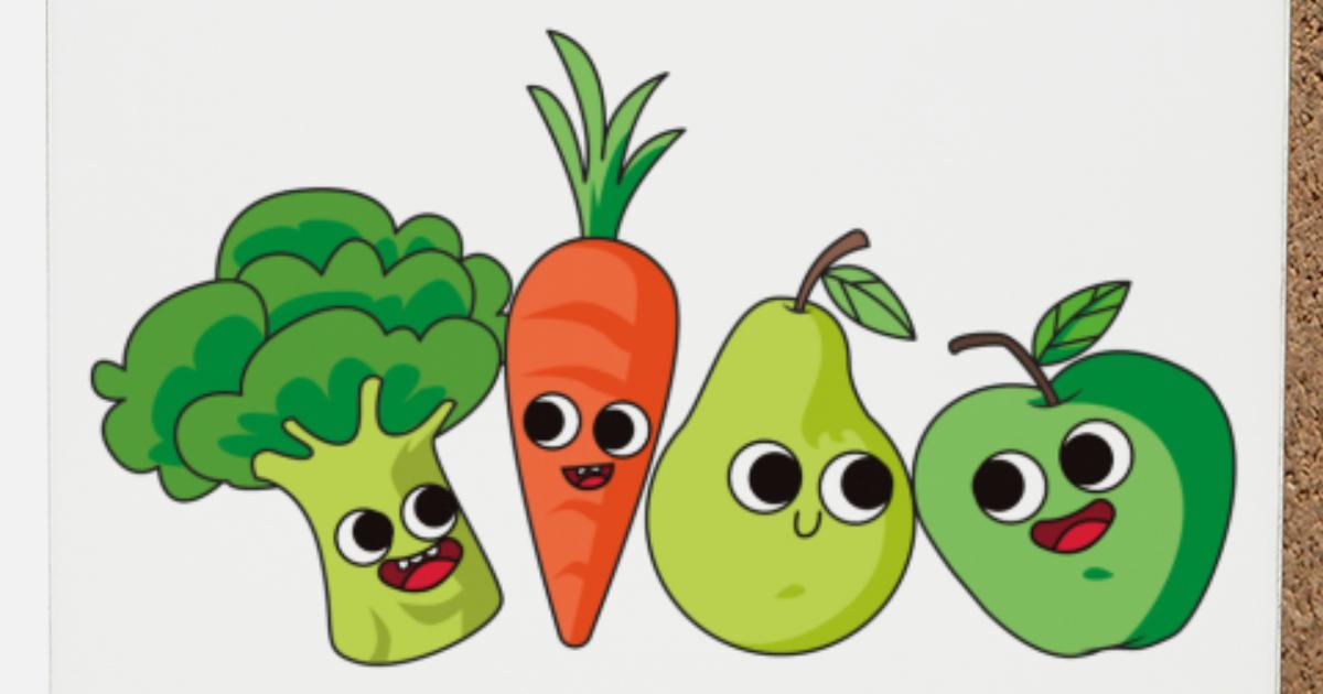 Dibujos animados de frutas vegetales' Posavasos | Spreadshirt