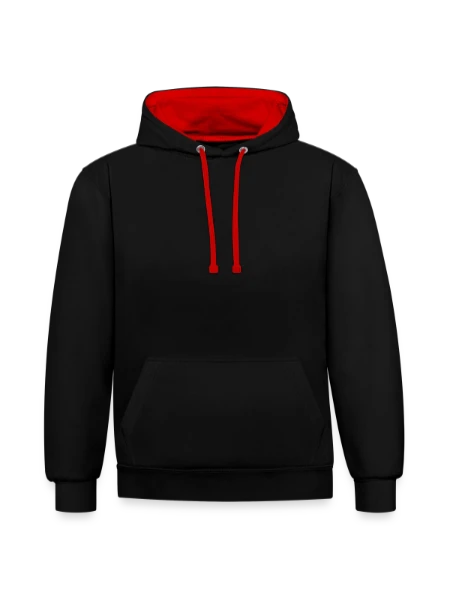 Sweat à capuche contrasté - noir/rouge - Devant