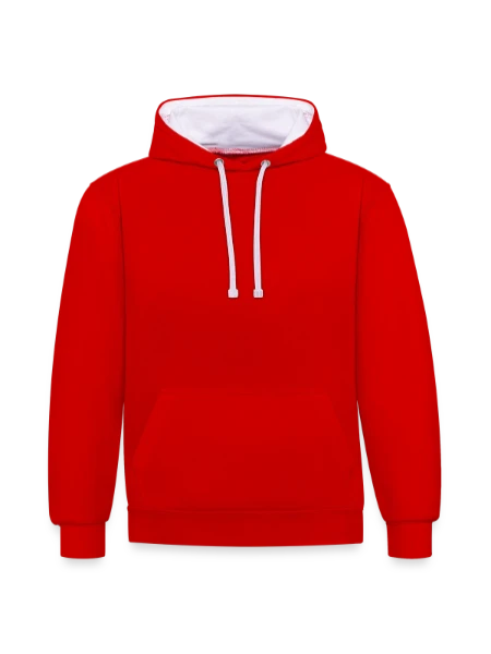 Kontrast-Hoodie - Rot/Weiß - Vorne