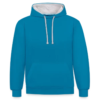 Contrast hoodie - peacock blue/heather grey - Front - Liana (172cm) & Jaron (178cm)