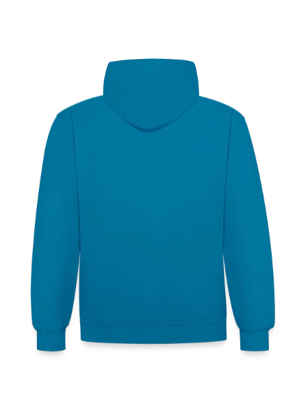 Contrast hoodie - peacock blue/heather grey - Back