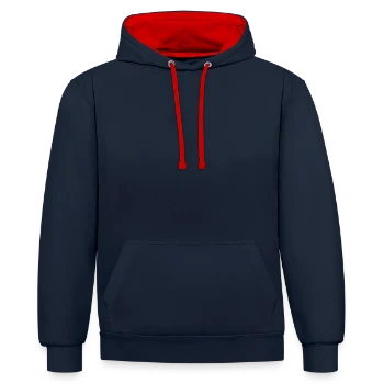 Sweat à capuche contrasté - bleu marine/rouge