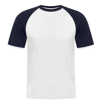 Men's Baseball T-Shirt - white/navy - Front - Nik (191cm)